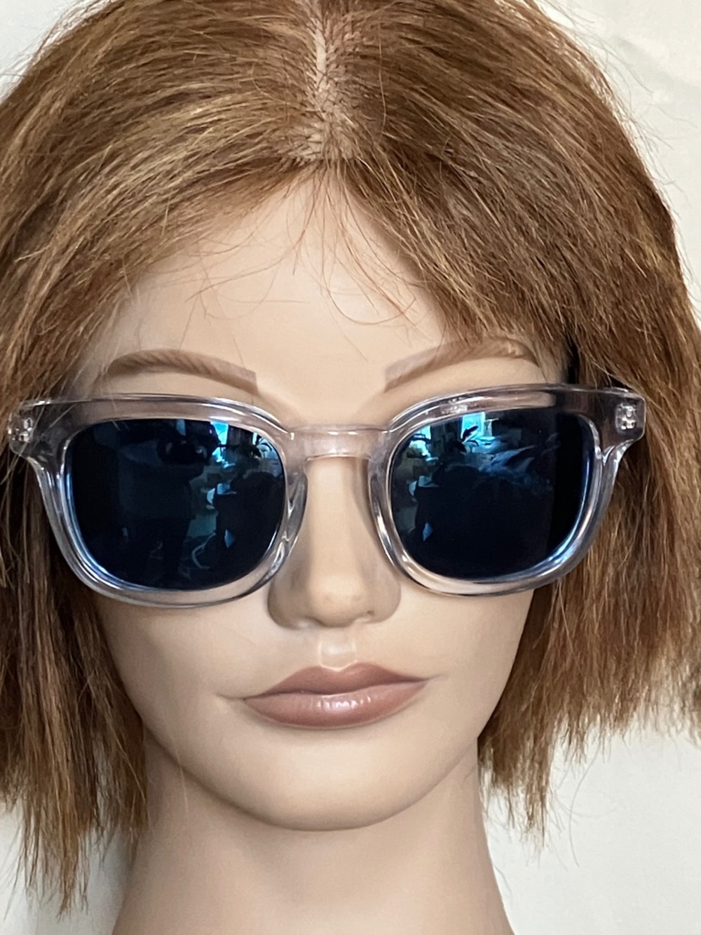OLIVER PEOPLES CABRILLO SUNGLASSES CLEAR W/BLUE POLARIZED LENSES. EXC. CONDITION